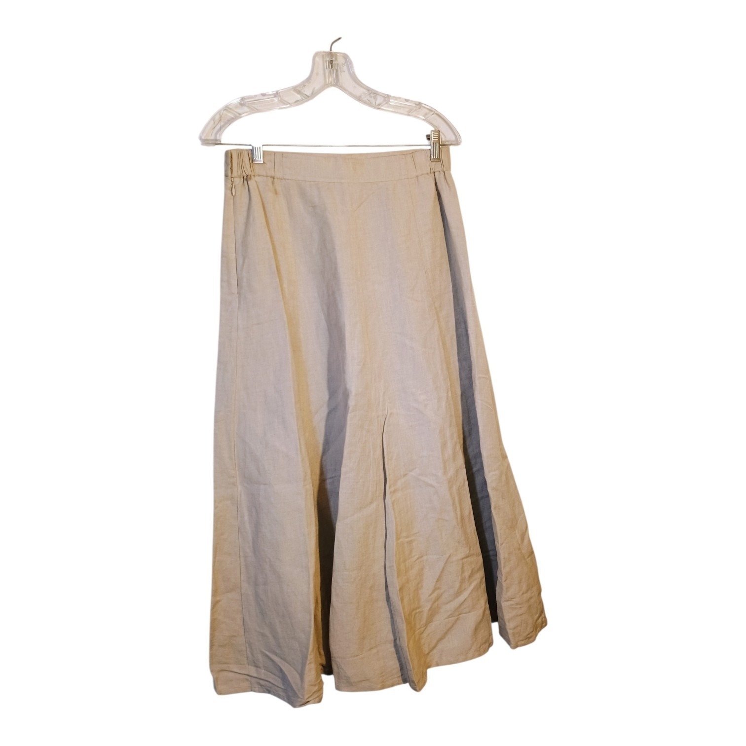 Covington Linen Blend Midi Skirt Size 8 Beige A Line Casual Office Closet Basic
